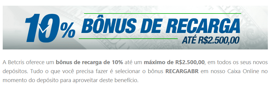 10% Bônus Recarga Betcris