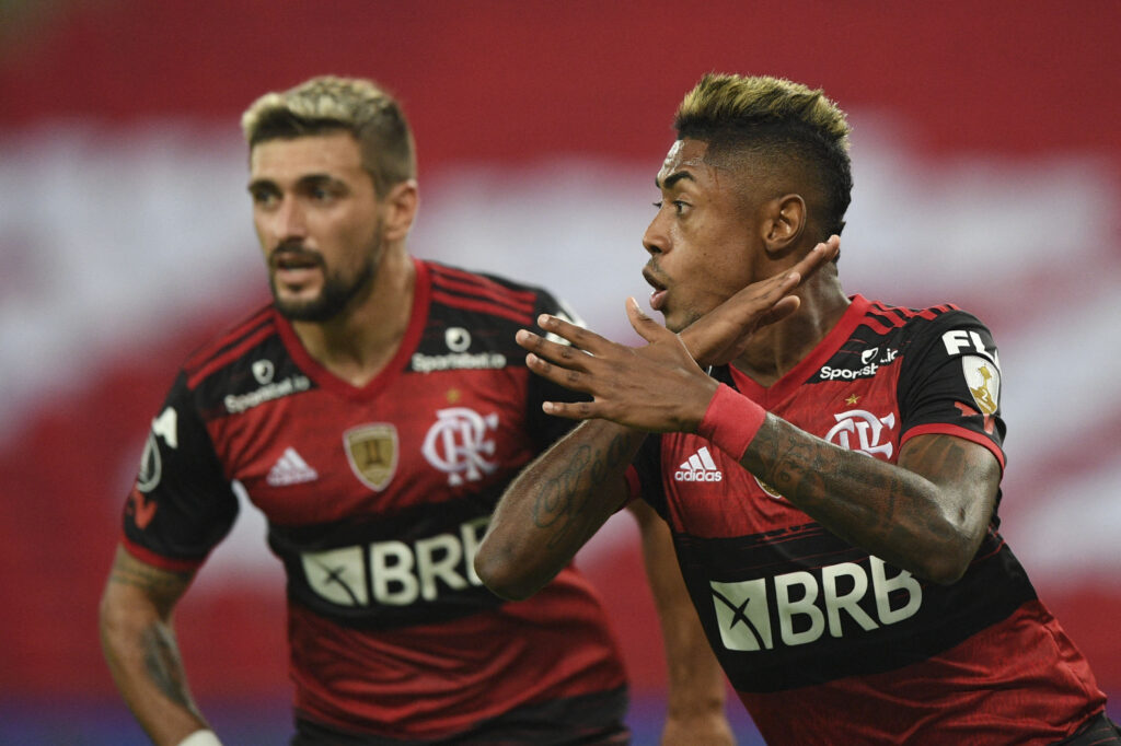 Bruno Henrique na última vitória do Flamengo contra o Del Valle