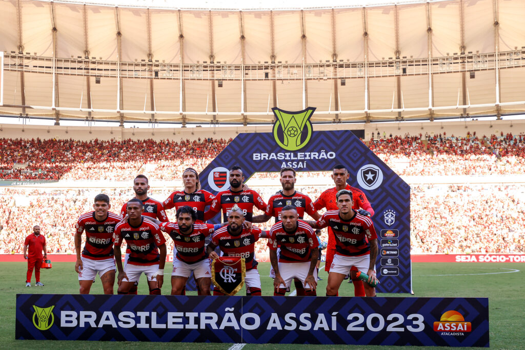 Time do Flamengo antes de clássico contra o Botafogo pelo Brasileirão