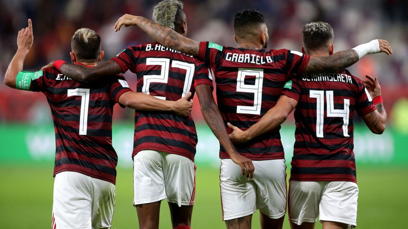 Everton Ribeiro, Bruno Henrique, Gabigol e Arrascaeta; quarteto voltou a jogar junto após 323 dias