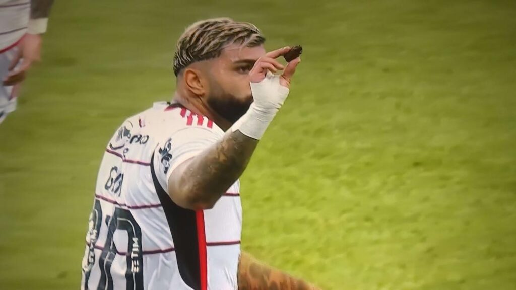 Gabigol 'lancha' em campo após gol do Flamengo