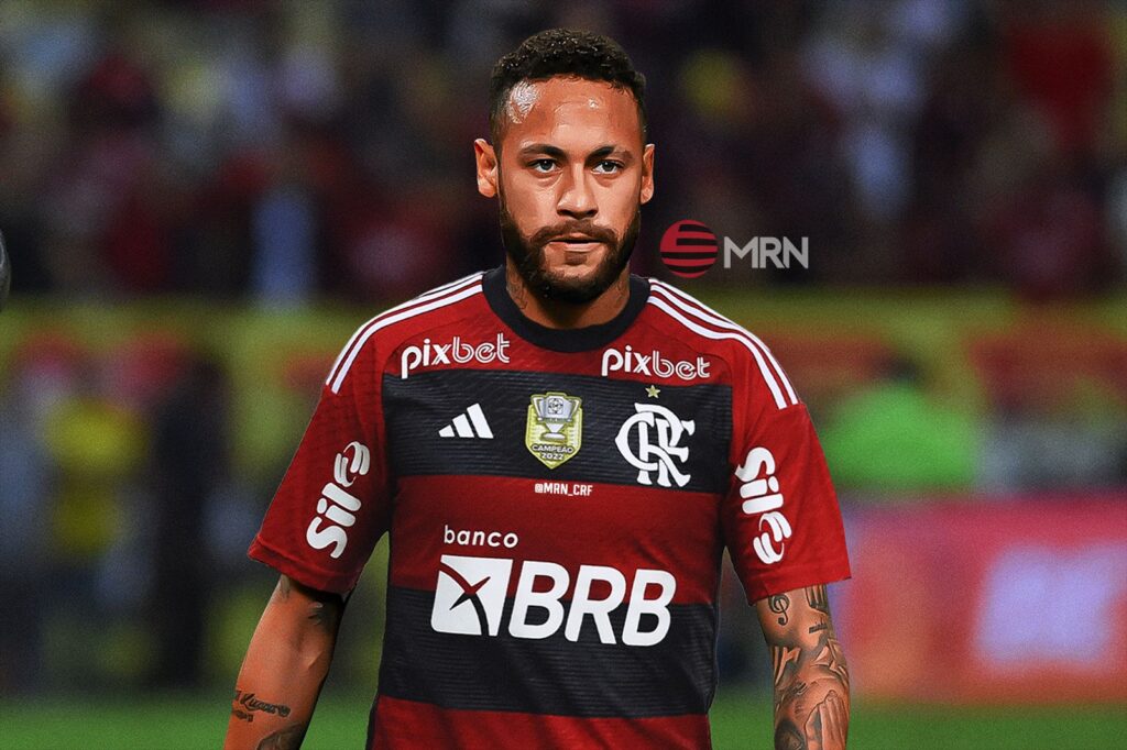 Montagem do Neymar usando camisa do Flamengo
