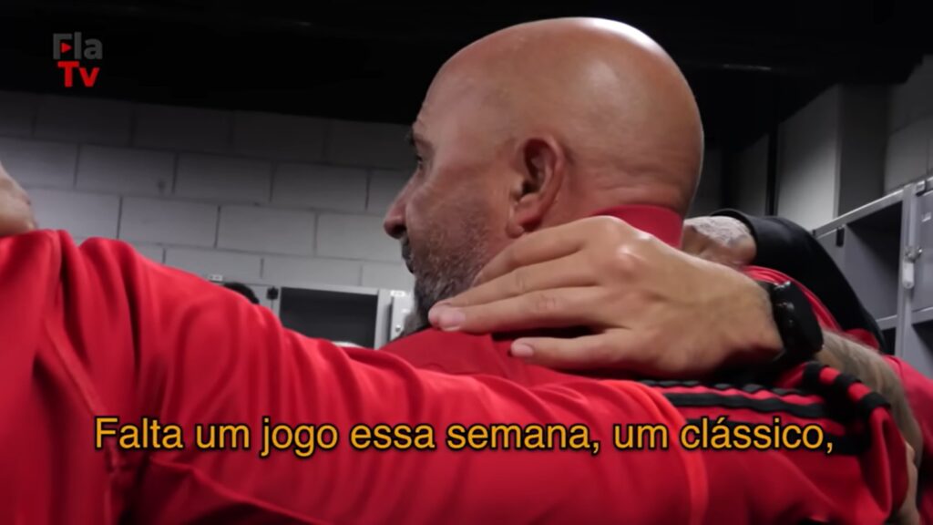 Jorge Sampaoli no vestiário do Flamengo