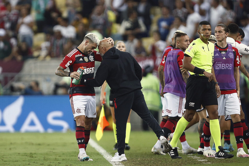 Sampaoli e Arrascaeta pelo Flamengo