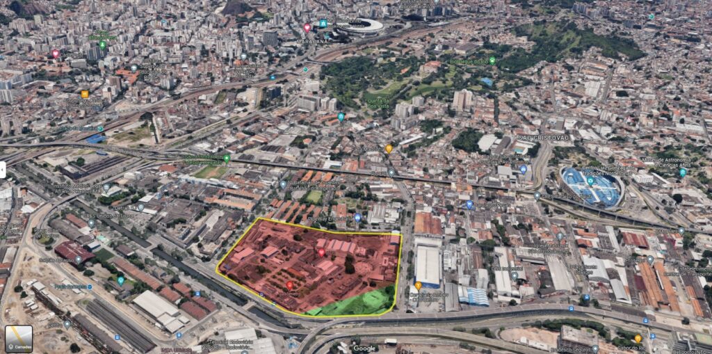 Local exato em que o Flamengo construiria seu estádio próprio no terreno do Gasômetro para não precisar passar raiva com o Maracanã