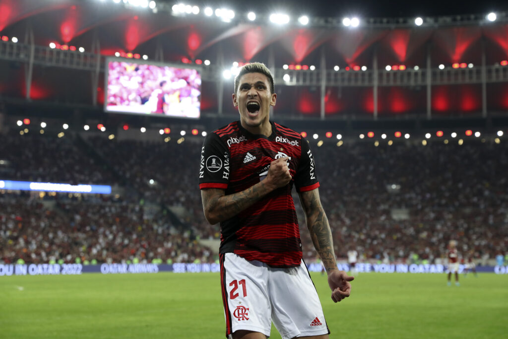 Pedro comemora gol em Flamengo x Tolima, pela Libertadores 2022