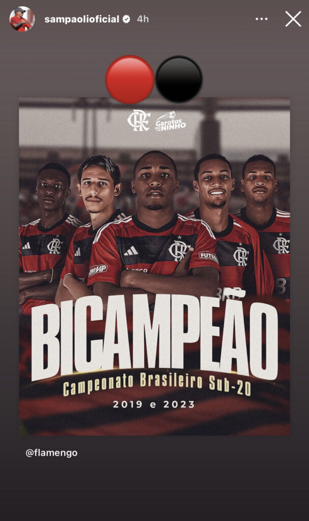 Sampaoli presta homenagem pública ao título do sub-20 do Flamengo