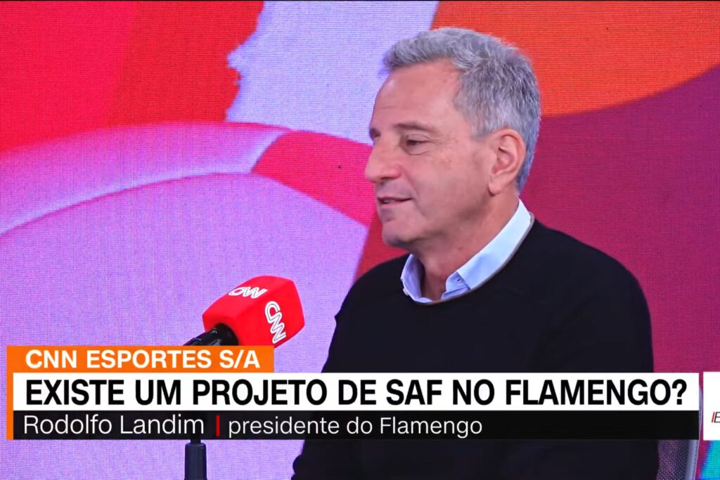 Rodolfo Landim, presidente do Flamengo, explica o que falta para o clube aderir ao projeto de SAF como outros times mundiais