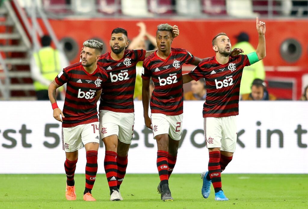 O quarteto mágico do Flamengo em 2019: Arrascaeta, Bruno Henrique, Everton Ribeiro e Gabigol