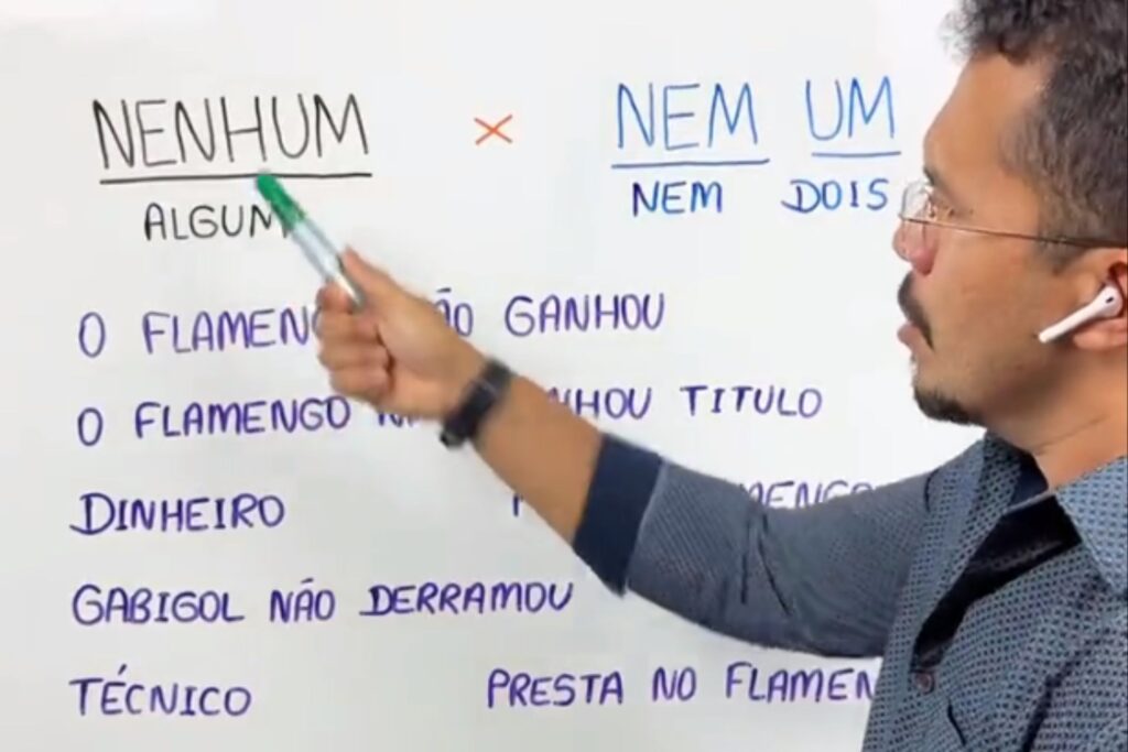 Nenhum ou nem um? Professor que torce para o Flamengo usa má fase do time para explicar dúvidas cotidianas da língua portuguesa