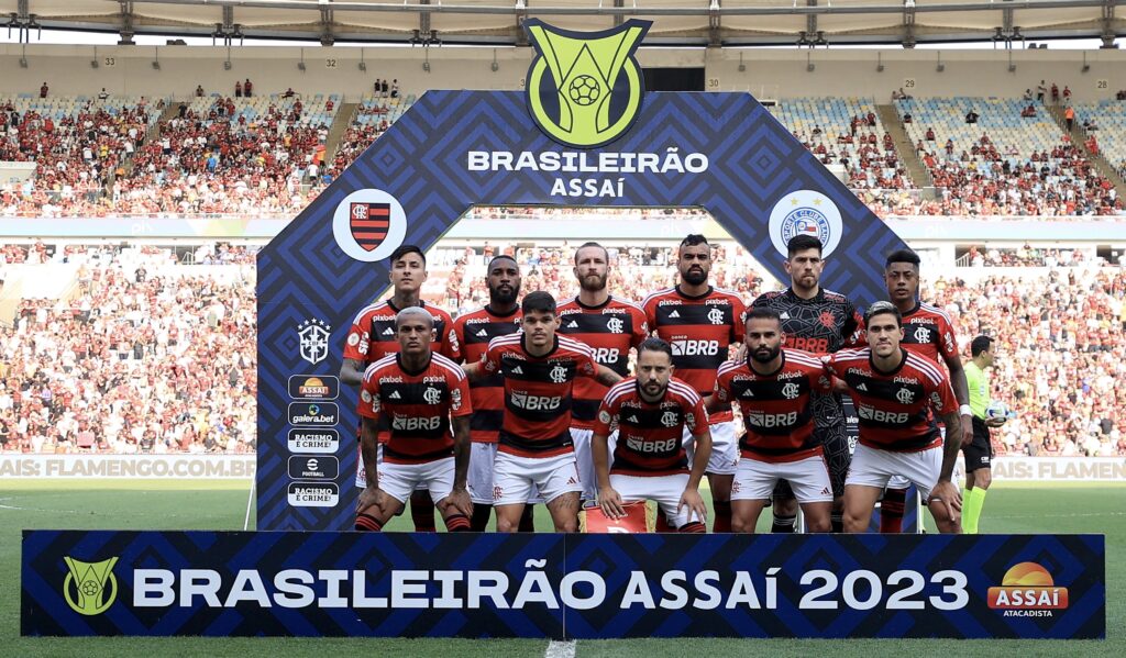 Jogadores do Flamengo contra o Bahia, no Maracanã, pelo Brasileirão 2023
