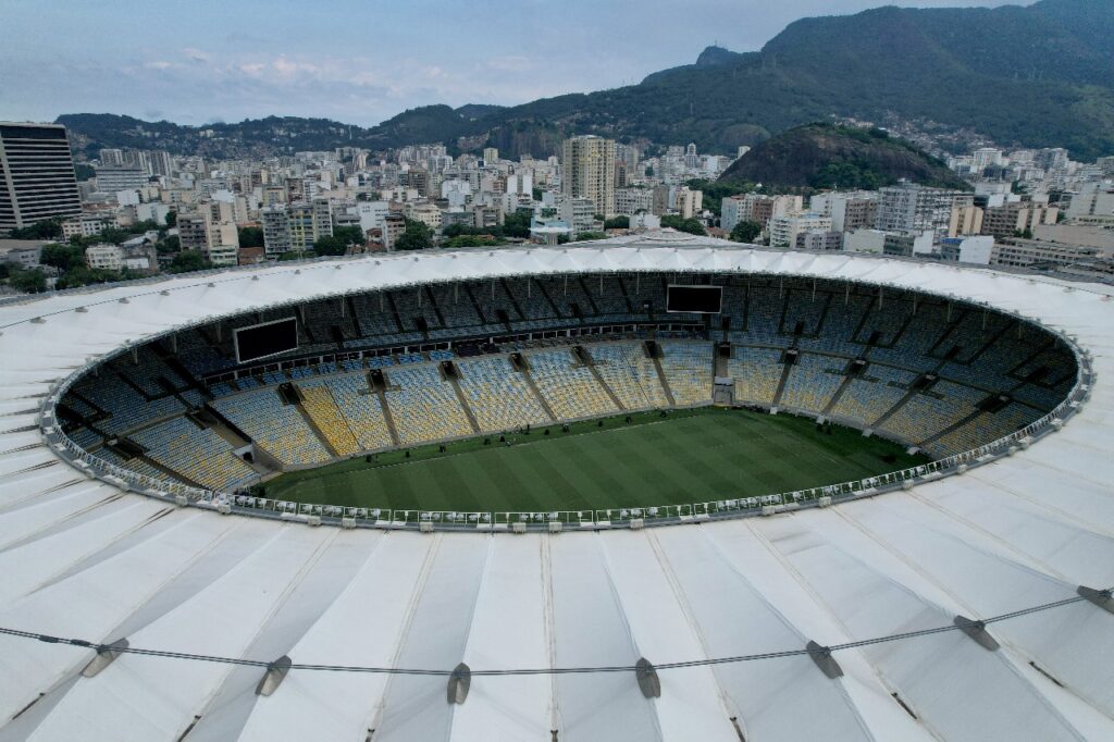Maracanã visto de cima; Flamengo fecha parceria com Bepass e estádio terá biometria facial em 2024