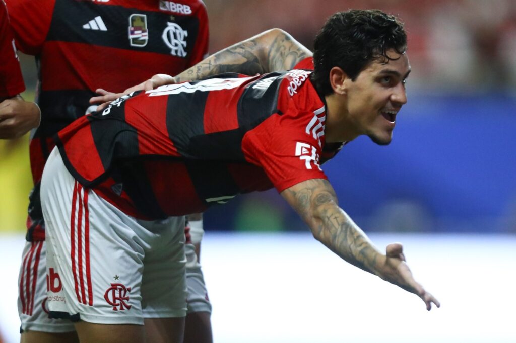 Pedro comemora gol em flamengo 4x0 audax pelo campeonato carioca 2024