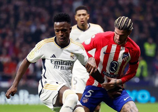 Vini Jr provoca De Paul durante partida entre Real Madrid e Atlético de Madrid