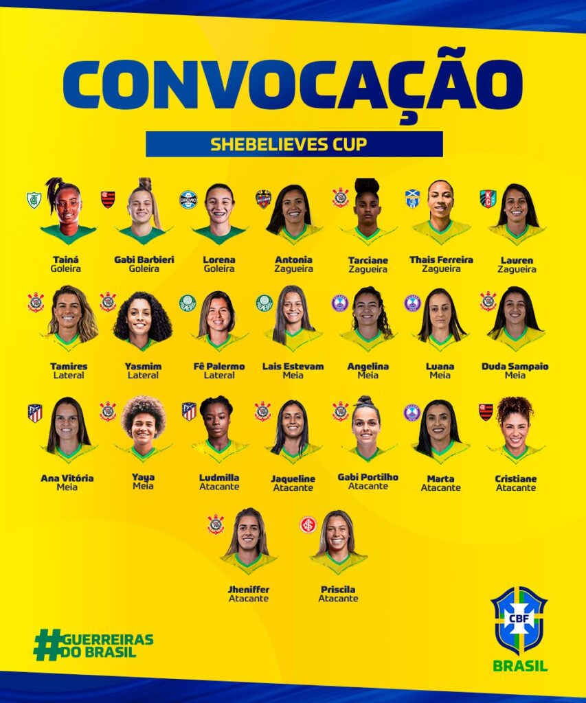 Convocação da Seleção Brasileira Feminina. Arte: CBF