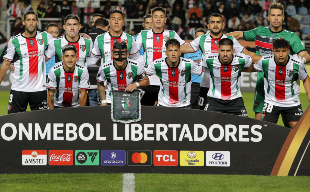 Time do Palestino que estreou na Copa Libertadores contra o Bolívar