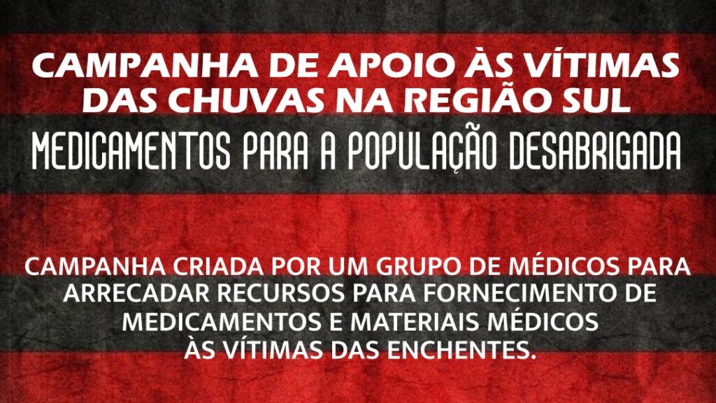 Campanha de doação de medicamentos para o RS divulgada por torcedores do Flamengo