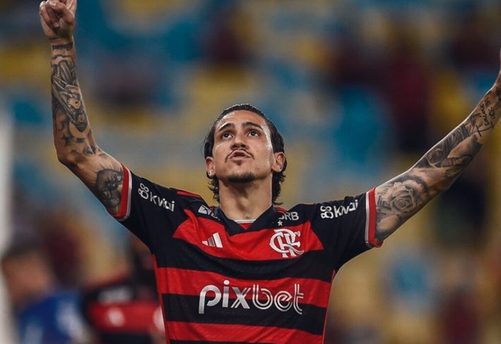 Pedro comemora gol em Flamengo x Amazonas