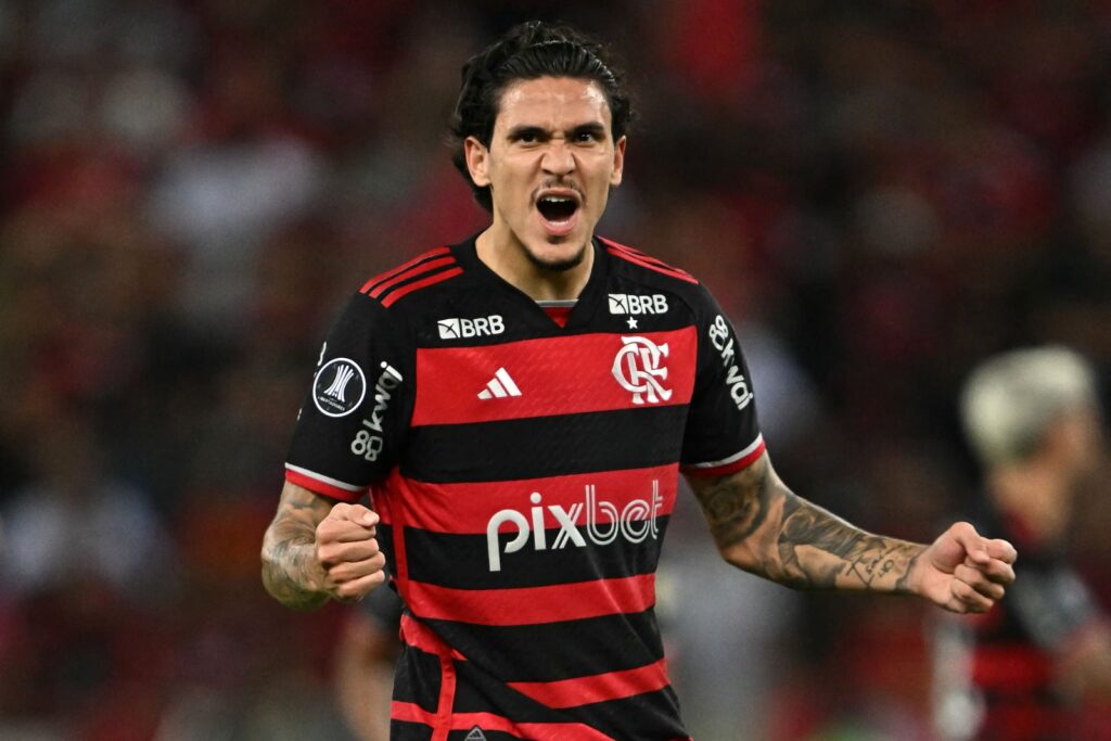 Pedro comemora gol do Flamengo contra o Millonarios; vitória garantiu premiação de mais de R$ 20 milhões na primeira fase