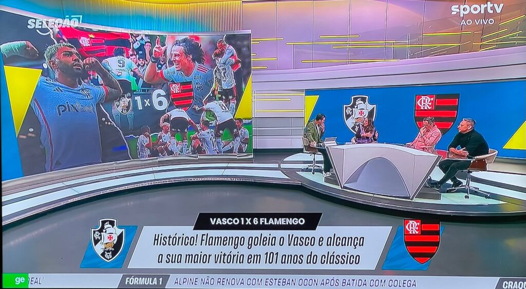 Massacre de Flamengo sobre Vasco foi mais completo que o do Brasil contra a Alemanha em 2014, conclui mesa do Seleção Sportv
