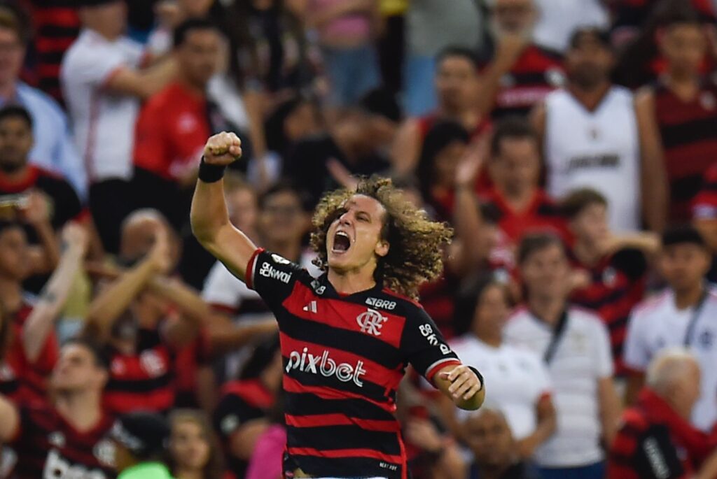 David Luiz comemora gol da vitória do Flamengo