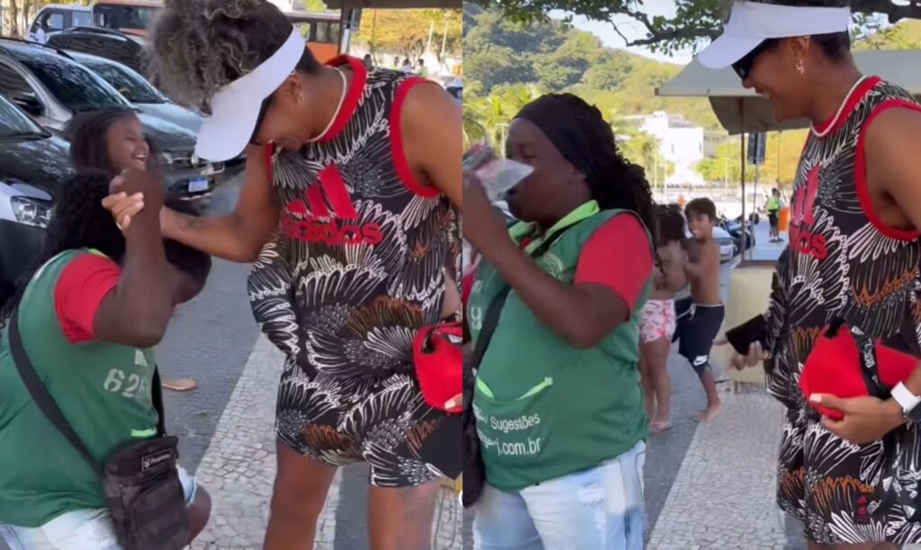 Duda presenteia fã com camisa do Flamengo, e mulher vai à loucura
