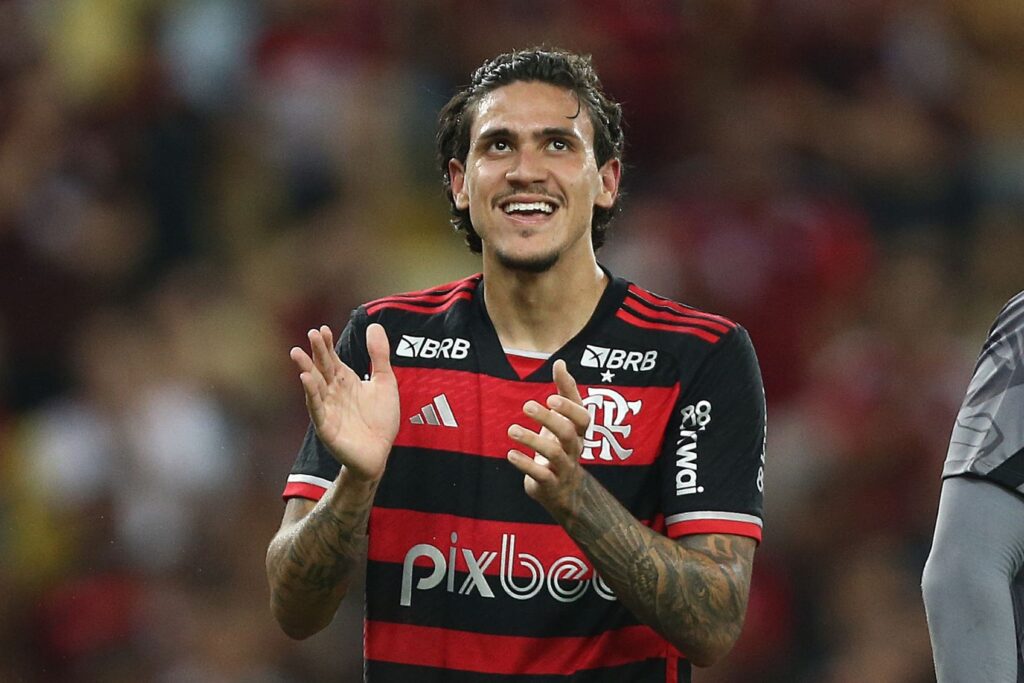 Pedro celebra gol pelo Flamengo em 2024