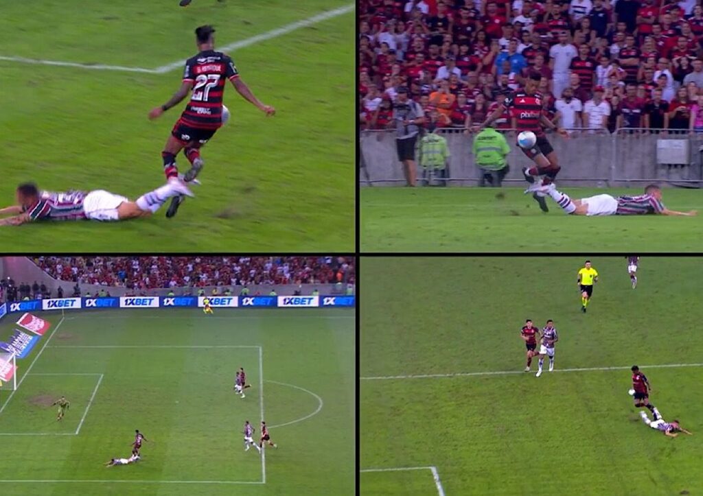 VAR analisa lance de pênalti em Bruno Henrique em Flamengo x Fluminense