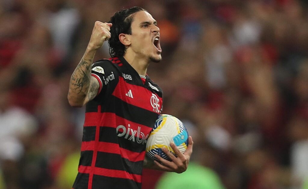 Pedro comemora gol pelo Flamengo