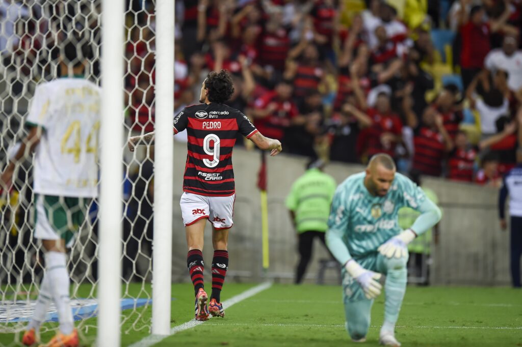 Pedro comemora gol sobre o Palmeiras no Maracanã