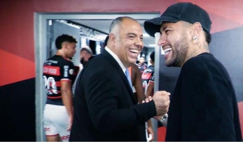 marcos braz e neymar no vestiário do flamengo