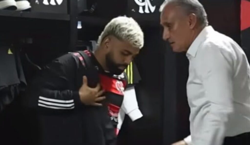 gabigol e tite em vestiário do flamengo