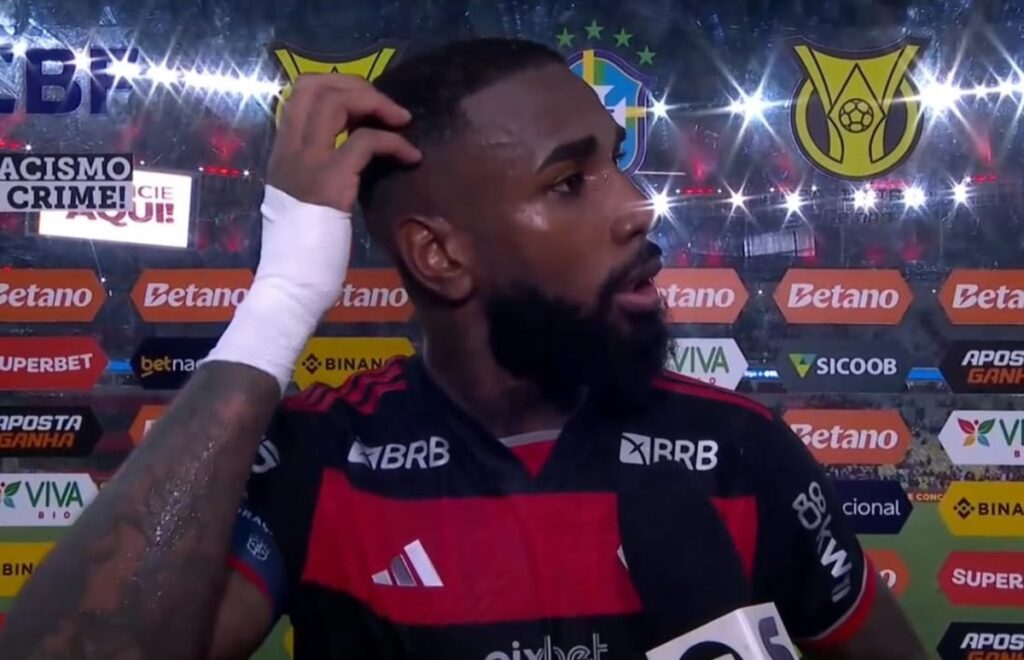 Gerson na entrevista pós-jogo de Flamengo x Athletico-PR