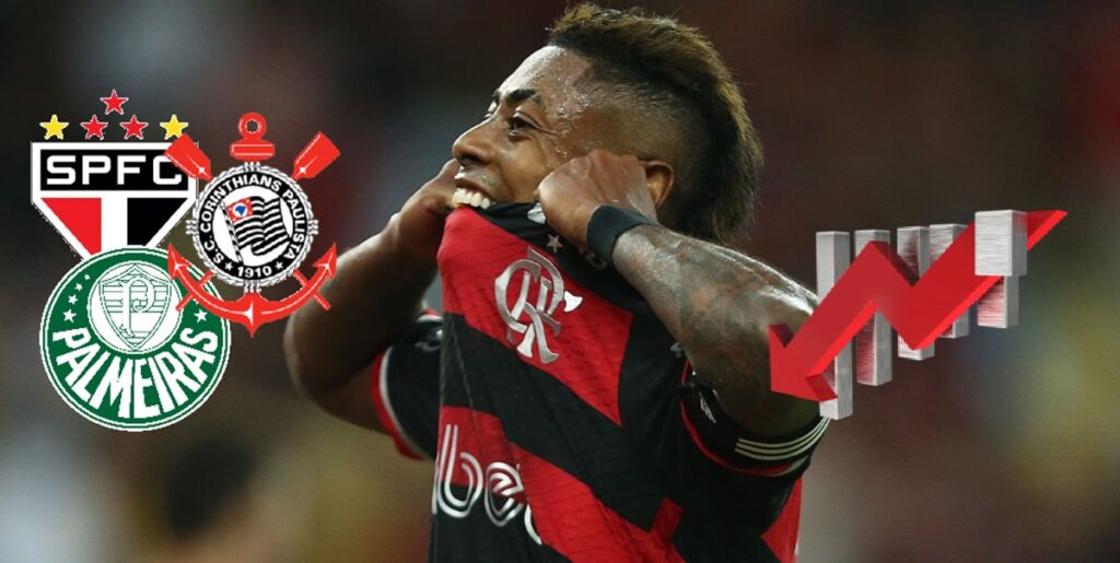 bruno henrique se lamenta em jogo do flamengo