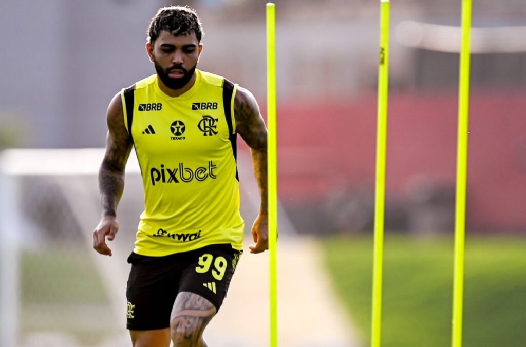 Gabigol em treino do Flamengo.