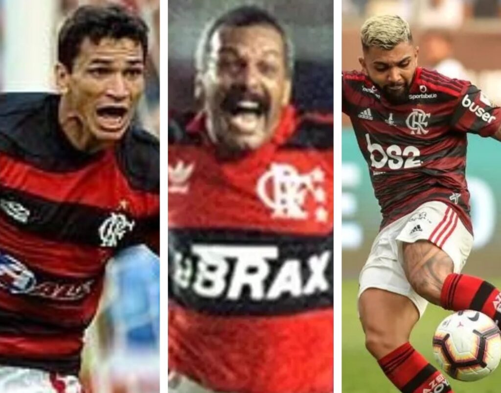 Ronaldo Angelim, Júnior e Gabigol comemoram gols de títulos do Flamengo