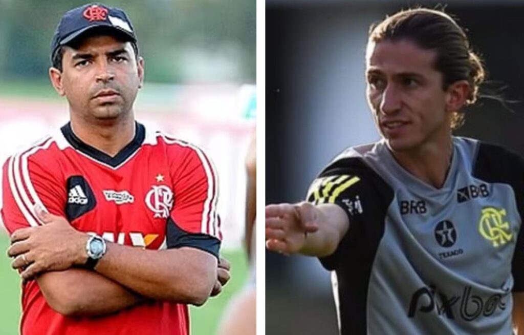 Cleber dos Santos em antiga passagem pelo Flamengo e Filipe Luís no Sub-20