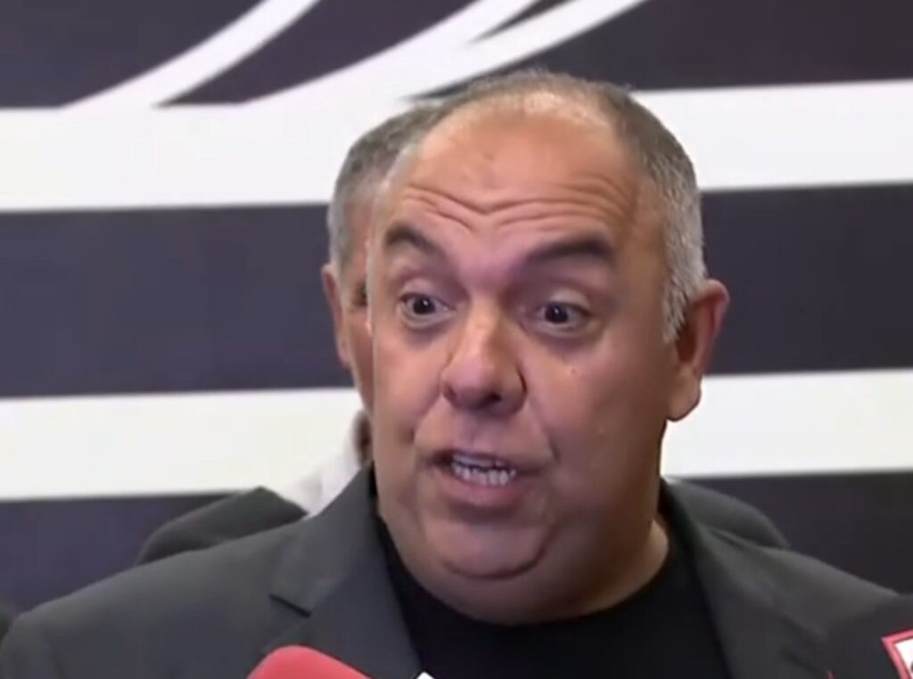 Marcos Braz fala sobre Hugo Souza na zona mista da Neo Química Arena após Corinthians x Flamengo na Copa do Brasil