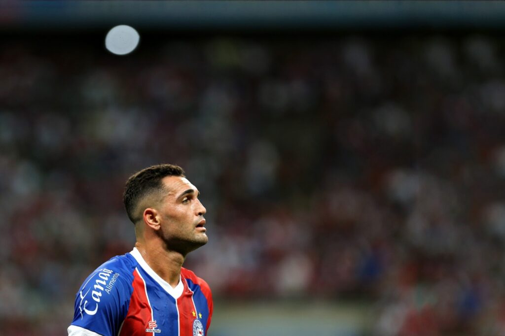 Gilberto, do Bahia, durante partida entre Bahia e Flamengo pelo Brasileirão Série A 2018