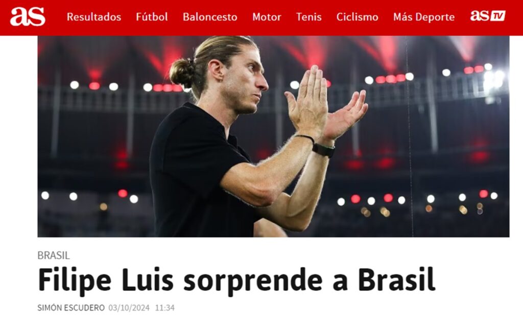 jornal espanhol repercurte vitória do flamengo na estreia de filipe luís