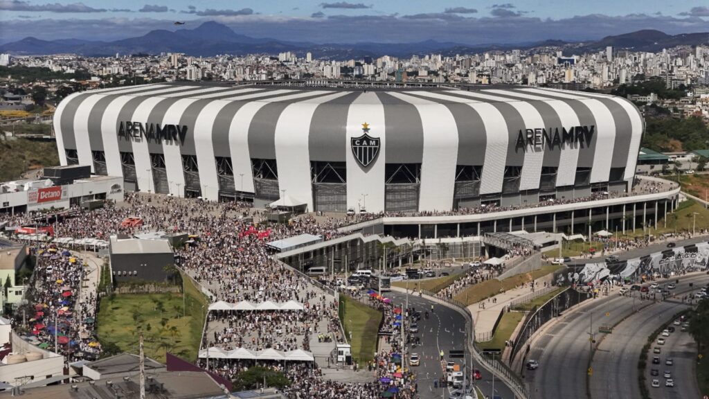 Vista aérea do Estádio Arena MRV antes do jogo de volta da final da Copa do Brasil entre Atlético Mineiro e Flamengo